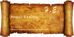 Hegyi Etelka névjegykártya